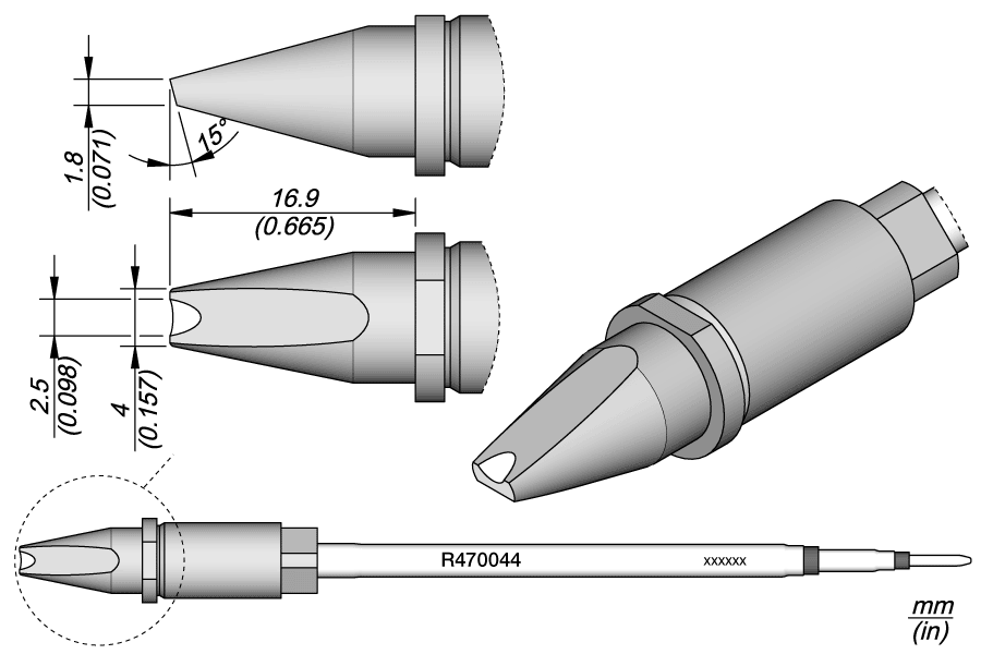 JBC Tools R470044, Cartridge Grooved Chisel 4 x 1.8 MTESolutions