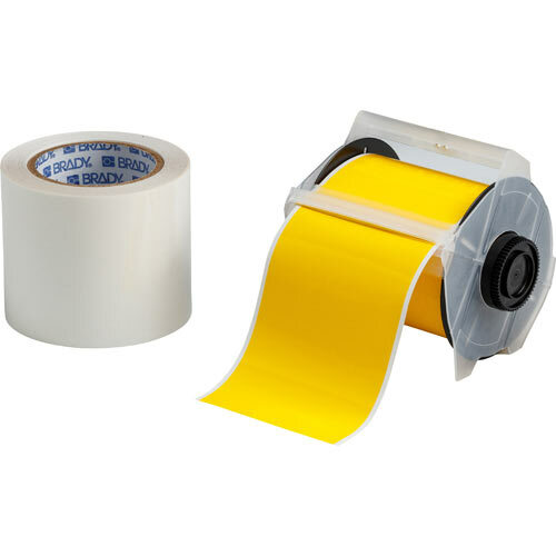 142164 Globalmark Yellow 4" Toughstripe Labels With Overlaminate