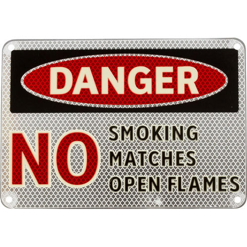 Brady 102492, DANGER No Smoking Matches Open Flames Sign, 7" H x 10" W x 0.035" D, Aluminum