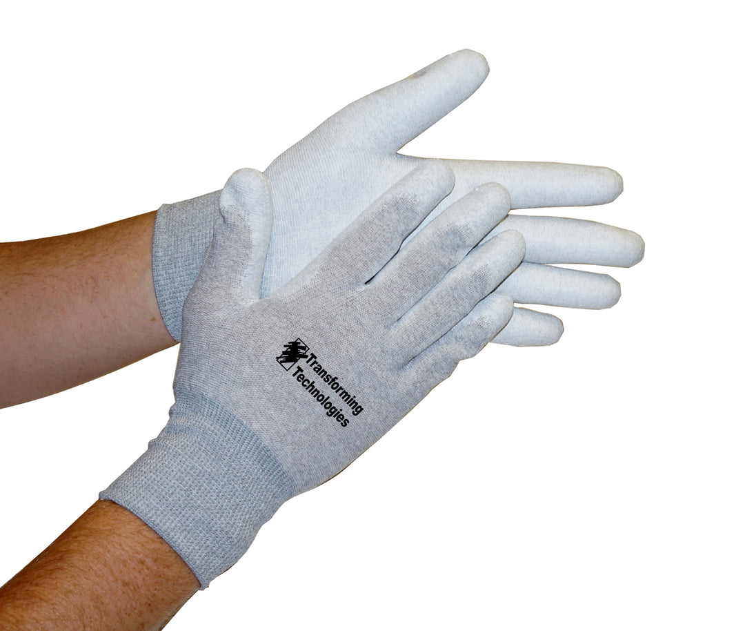 Transforming Technologies GL4503P ESD Inspection Gloves, Palm Coated, Medium, Pack of 12 pairs