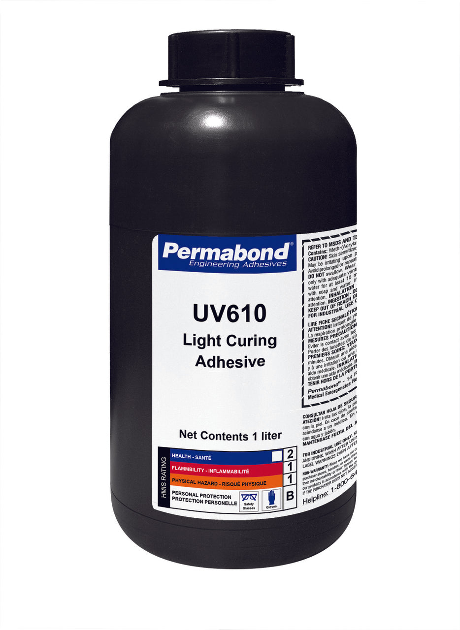 Permabond UV006100001L0101, UV610 UV-Curable Adhesive, 1 Liter Bottle