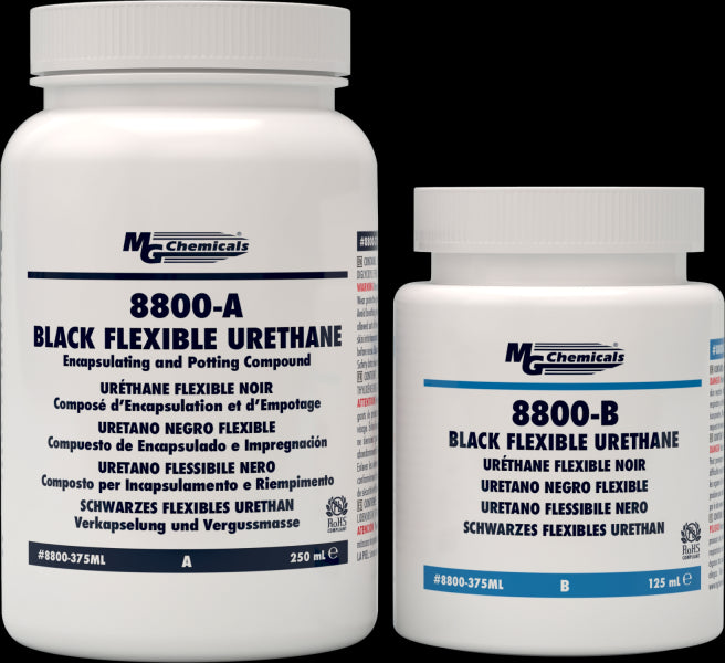 MG Chemicals 8800-375ML, Black Flexible Urethane, 375ml 2 Bottle Kit, Case of 1 Kit