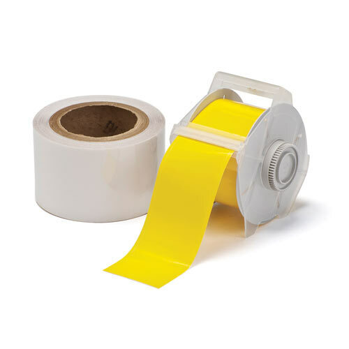 142161 Globalmark Yellow 2.25" Toughstripe Labels With Overlaminate