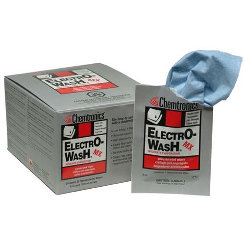 Chemtronics CP421, Electro-Wash MX Presaturated Wipe, 25 wipes/box