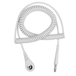 Desco 09218, Jewel® Coil Cord w/ 4 MM Snap Socket, White, 6'