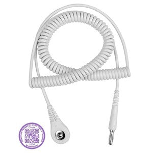 Desco 09228, Jewel® Coil Cord w/ 4 MM Snap Socket, White, 6', Clean Pack