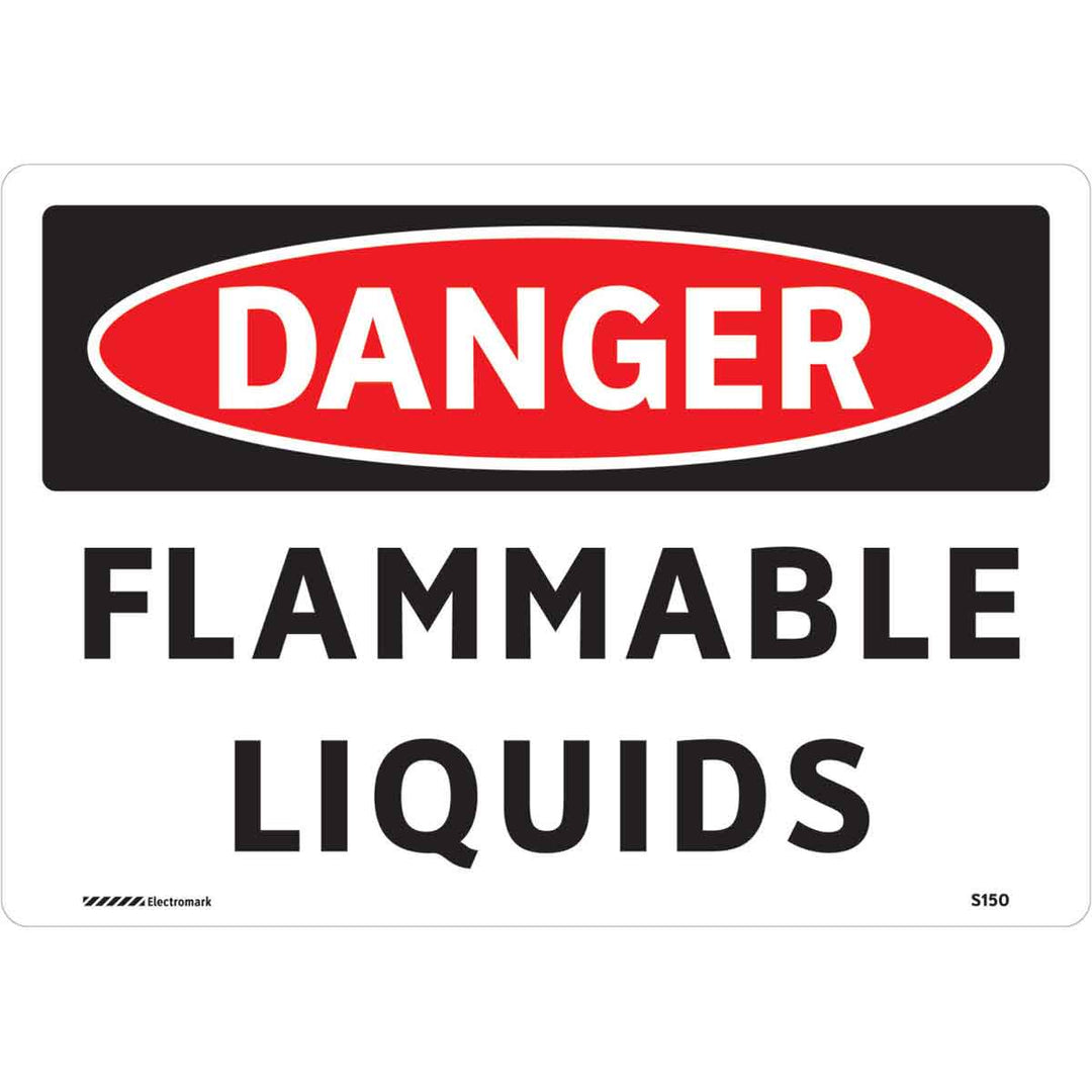 Brady 102481, DANGER Flammable Liquids Sign, 7" H x 10" W, Black/Red on Glow, Aluminum