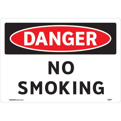 Brady 102449, DANGER No Smoking Sign, 7" H x 10" W x 0.006" D, Polyester