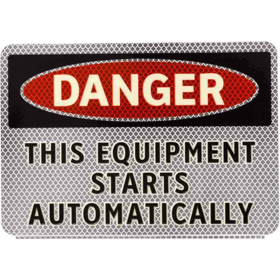Brady 102454, DANGER This Equipment Starts Automatically Sign, 7" H x 10" W, Vinyl