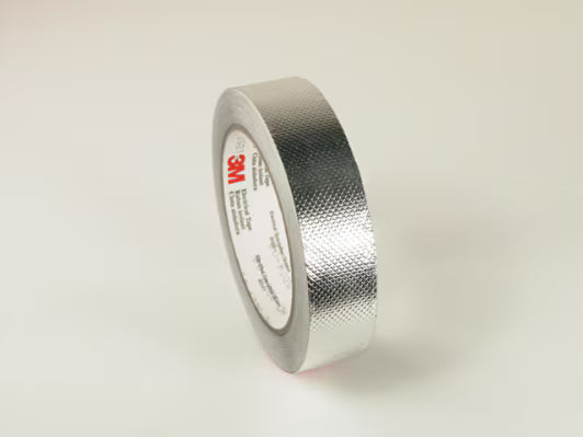 3M 7010398765 Embossed Aluminum Foil EMI Shielding Tape 1267, 1/2 in x 18 yd, 3 in Paper Core, 18 Rolls/Case