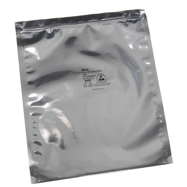 SCS 150Z1818 Static Shield Bag, 1500 Series Metal-Out Zip, 18 x 18 in, 100 Ea