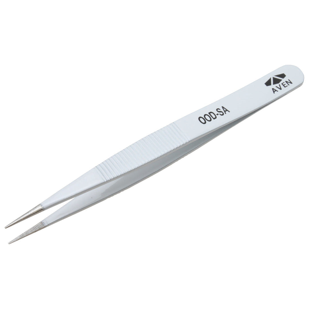 Aven Tools 18037EZ, E-Z Pik Tweezers 00D White with Serrated Tips