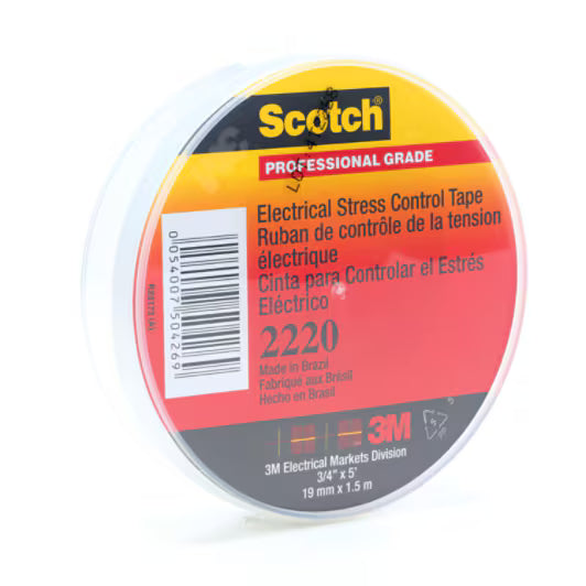 3M 7000089981 Scotch® Electrical Stress Control Tape 2220, 3/4 in x 5 ft, Gray, 100 rolls/Case