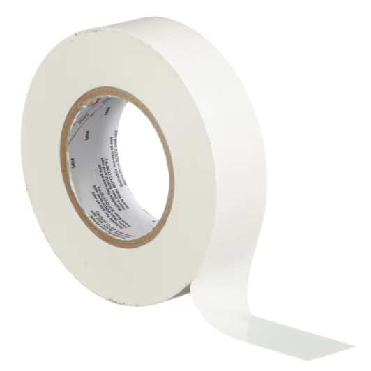 3M 7100169491 Temflex Vinyl Electrical Tape 165, White, 3/4 in x 60 ft (19 mm x 18 m), 6 mil, 100 Rolls/Case