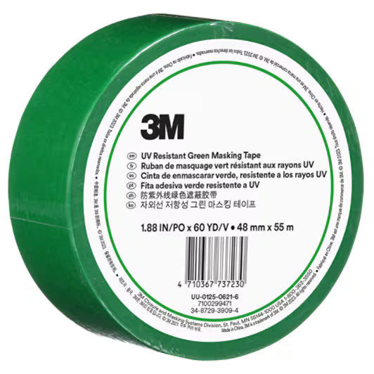 3M UV Resistant Green Masking Tape, Variety of Sizes, Sold per Case