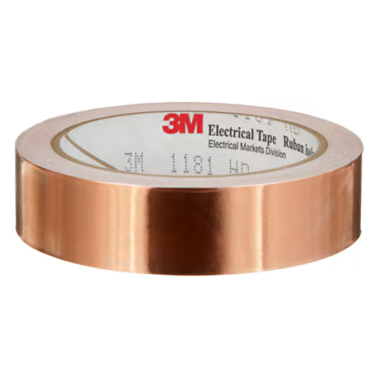 3M 7000132169 EMI Copper Foil Shielding Tape 1181, 1 in x 18 yd (25,40 mm x 16,5 m), 9 per case