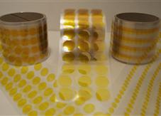 MTE Solutions Polyimide Dots/Discs Rubber Adhesive Discs, Mustard Color, Variety of Sizes 2000 Discs/Roll. 