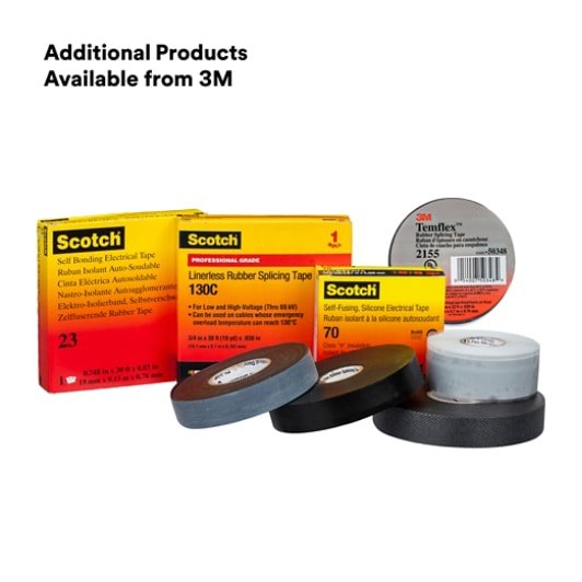 3M 7000006091 Scotch® Linerless Rubber Splicing Tape 130C, 2 in x 30 ft, Black, 12 rolls/Case MTESolutions