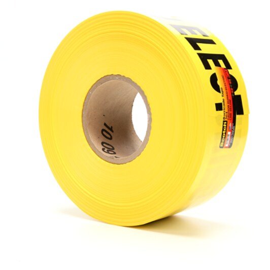 3M 7000031774 Scotch® Buried Barricade Tape 364, CAUTION BURIED ELECTRIC LINE BELOW, 3 in x 1000 ft, Yellow, 8 rolls/Case MTESolutions