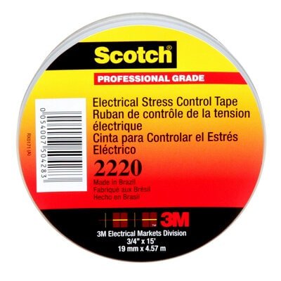 3M 7000034806 Scotch® Electrical Stress Control Tape 2220, 3/4 in x 15 ft, Gray, 100 rolls/Case MTESolutions