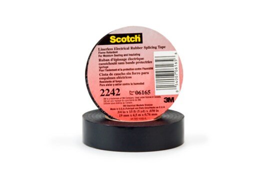 3M 7000132741 Linerless Electrical Rubber Tape 2242, 1 - 1/2 in x 15 ft, 1 in core, Black, 1 roll/carton, 12 rolls/case MTESolutions