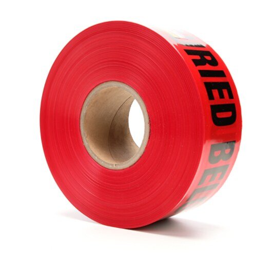 3M 7000133183 Scotch® Buried Barricade Tape 363, CAUTION HIGH VOLTAGE CABLE BURIED BELOW, 3 in x 1000 ft, Red, 8 rolls/Case MTESolutions