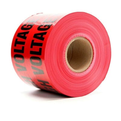 3M 7000133187 Scotch® Buried Barricade Tape 369, CAUTION HIGH VOLTAGE CABLE BURIED BELOW, 6 in x 1000 ft, Red, 4 rolls/Case MTESolutions