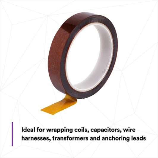 3M 7100035654 Polyimide Film Electrical Tape 1205, Amber, Acrylic Adhesive, 1 mil film, 3/4 in x 36 yd (19,05 mm x 33 m), 12/Case MTESolutions