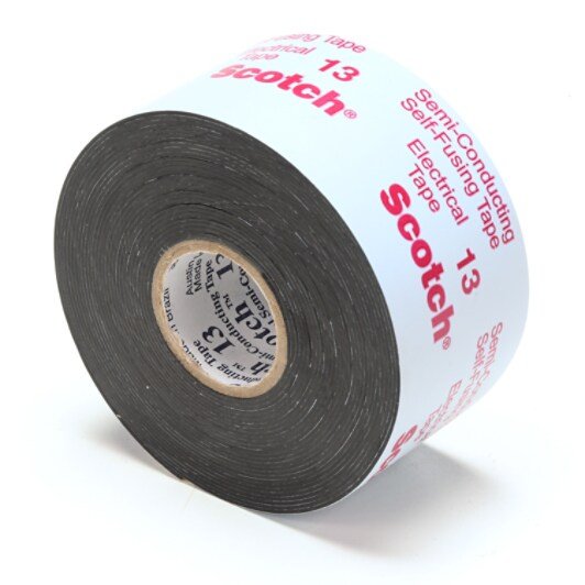 3M 7100139127 Scotch® Electrical Semi - Conducting Tape 13, 1 - 1/2 in x 15 ft, Printed, Black, 1 roll/carton, 45 rolls/Case MTESolutions