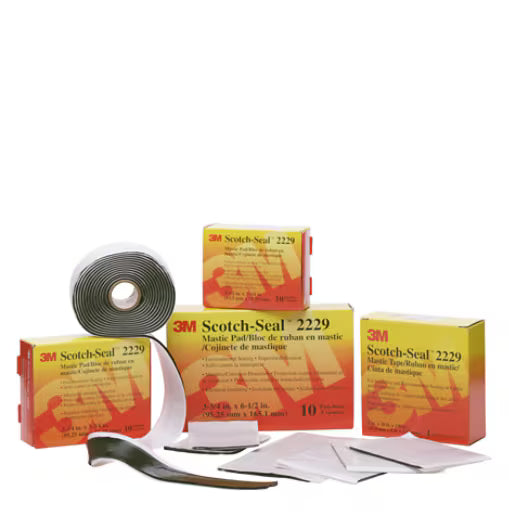 3M 7000132526 Scotch-Seal™ Mastic Tape Compound 2229, 3-3/4 in x 3-3/4 in, Black, 10 pads/carton, 40 pads/Case
