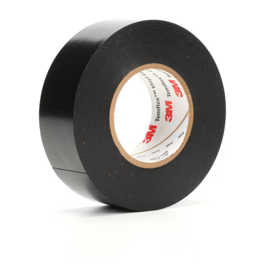 3M 7010399125 Temflex Vinyl Electrical Tape 1700, 2 in x 36 yd, Black, 25 rolls/Case