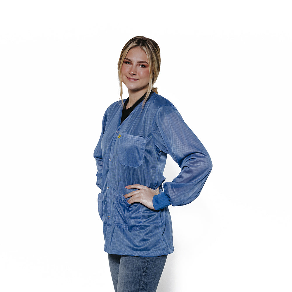 Transforming Technologies JKV8827LB ESD Jacket, V-Neck, Knit Cuff, Color: Light Blue, 3X-Large