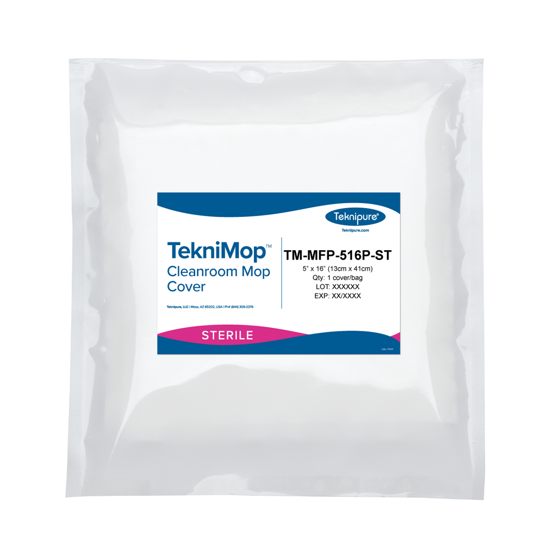 Teknipure TM-MFP-516P-ST TekniMop™ Sterile Microfiber Knit Pocket Mop Cover, Integr Pad, 5"x16"