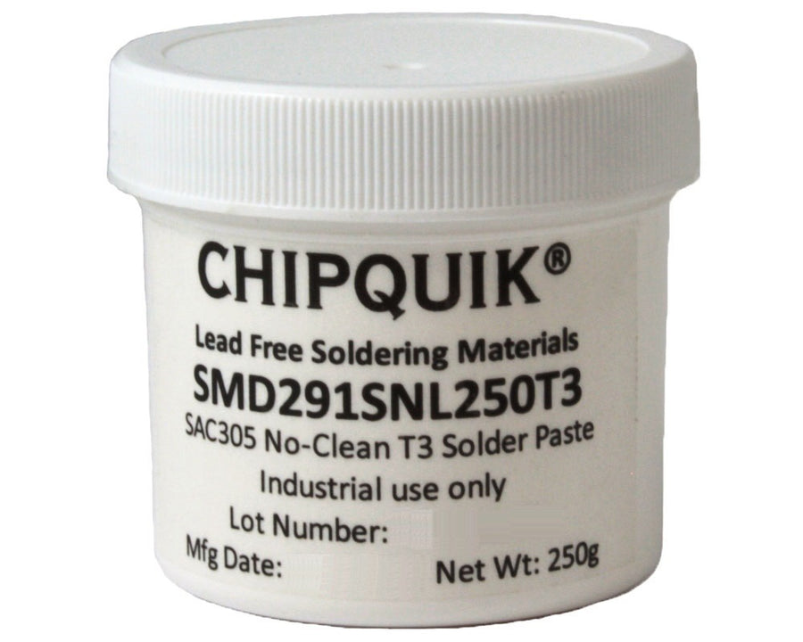 Chip Quik SMD291SNL250T3, Solder Paste in Jar, 250g (T3) SAC305, No Clean