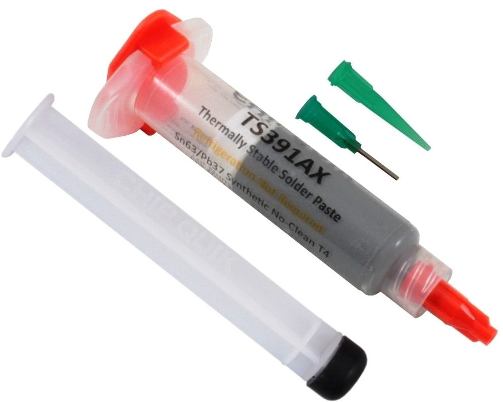 Chip Quik TS391AX, Thermally Stable Solder Paste, No-Clean Sn63/Pb37 T4 (15g syringe)