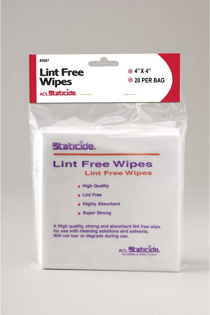 ACL Staticide Lint - Free Wipes, 8067, 4" x 4" 20 wipes per bag; 24 bags per case MTESolutions