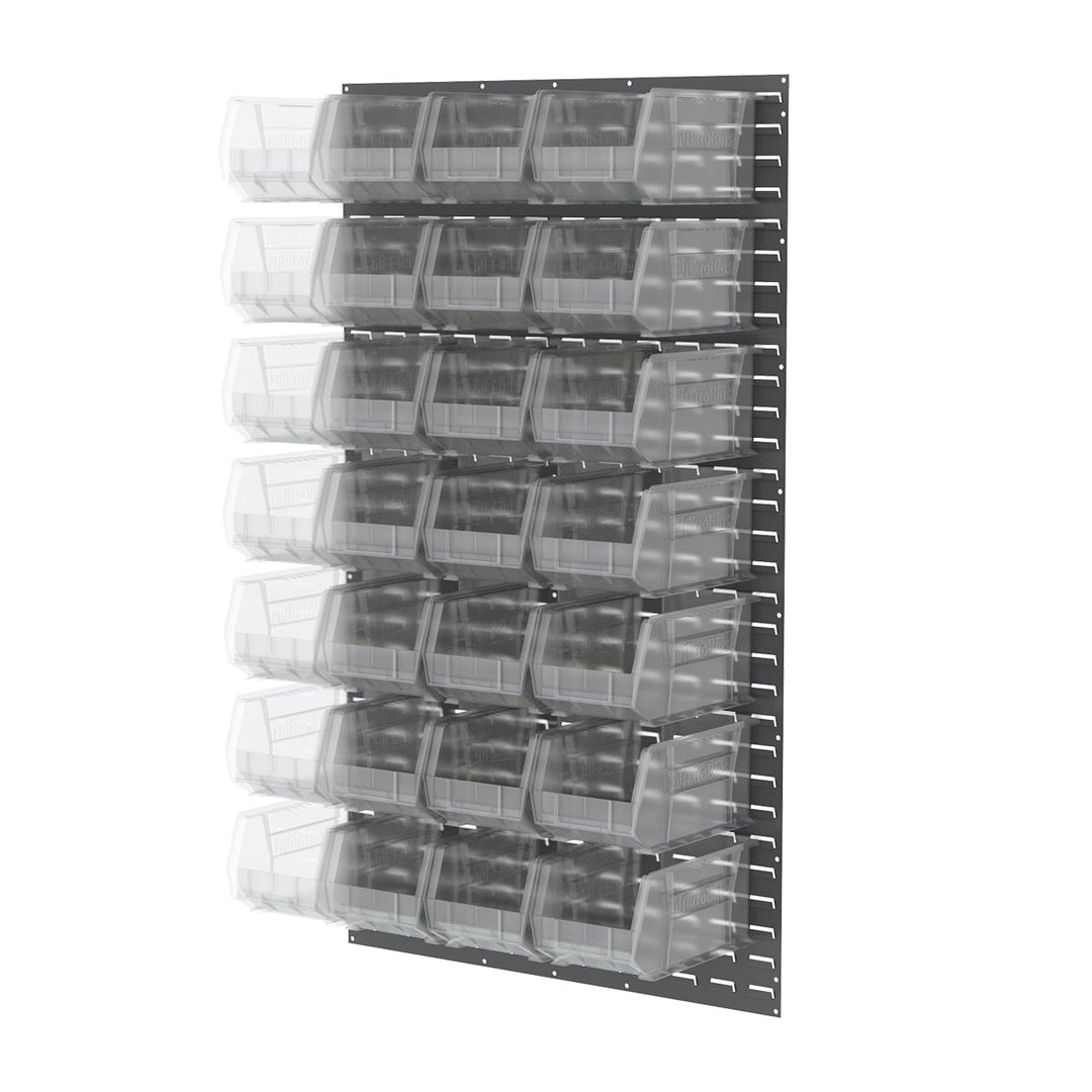 Akro - Mils 30161240SC Louvered Wall Panel, with 24 Clear 30240 AkroBins MTESolutions