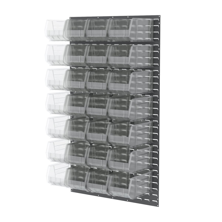 Akro - Mils 30161240SC Louvered Wall Panel, with 24 Clear 30240 AkroBins MTESolutions