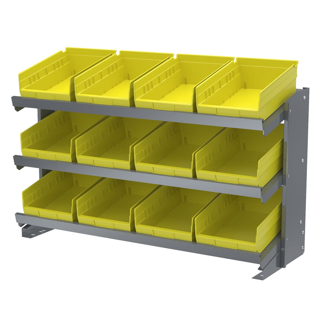 Akro - Mils APRBENCH150 Bench Pick Rack, w/ 12 Yellow 30150 Shelf Bins MTESolutions