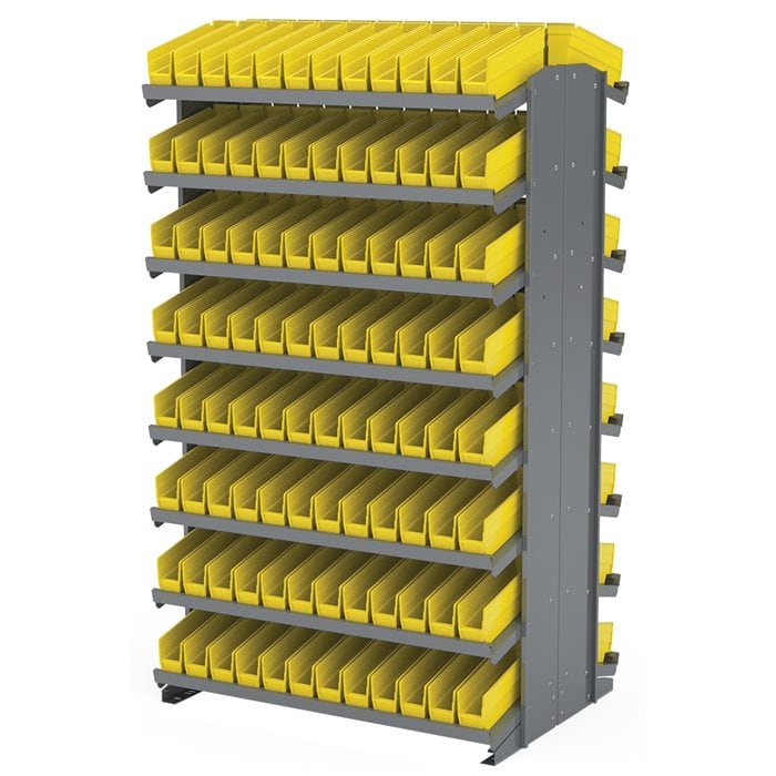 Akro - Mils APRD110Y 12 2 - Sided Pick Rack, 192 Yellow Shelf Bins MTESolutions