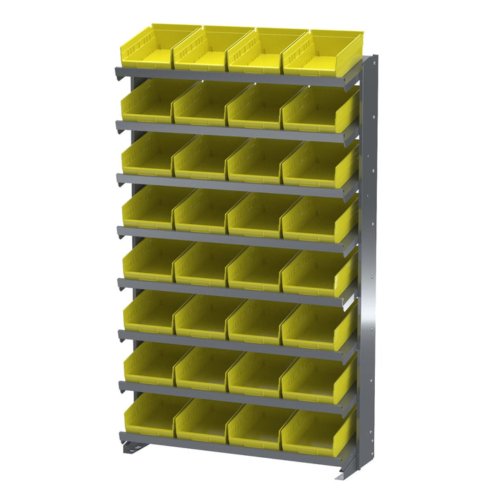 Akro - Mils APRS150Y 12 1 - Sided Pick Rack, 32 Yellow Shelf Bins MTESolutions