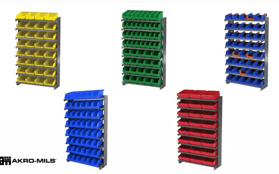 Akro - Mils APRS150Y 12 1 - Sided Pick Rack, 32 Yellow Shelf Bins MTESolutions