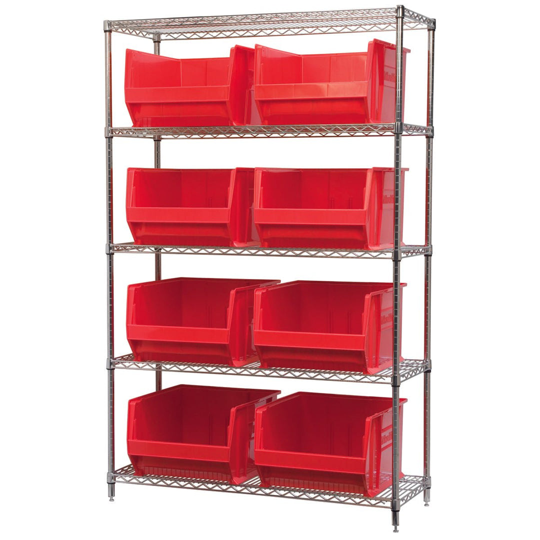 Akro - Mils AWS184830283R Wire Shelving Kit, 18x48x74, 8 Bins MTESolutions