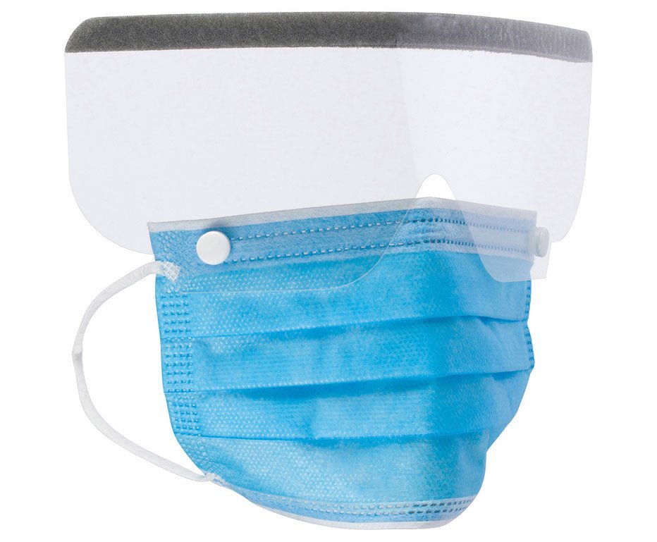 Alpha Pro Tech 5194-E Combo® Earloop Mask w/Shield and Snaps, Blue, 7" MTESolutions