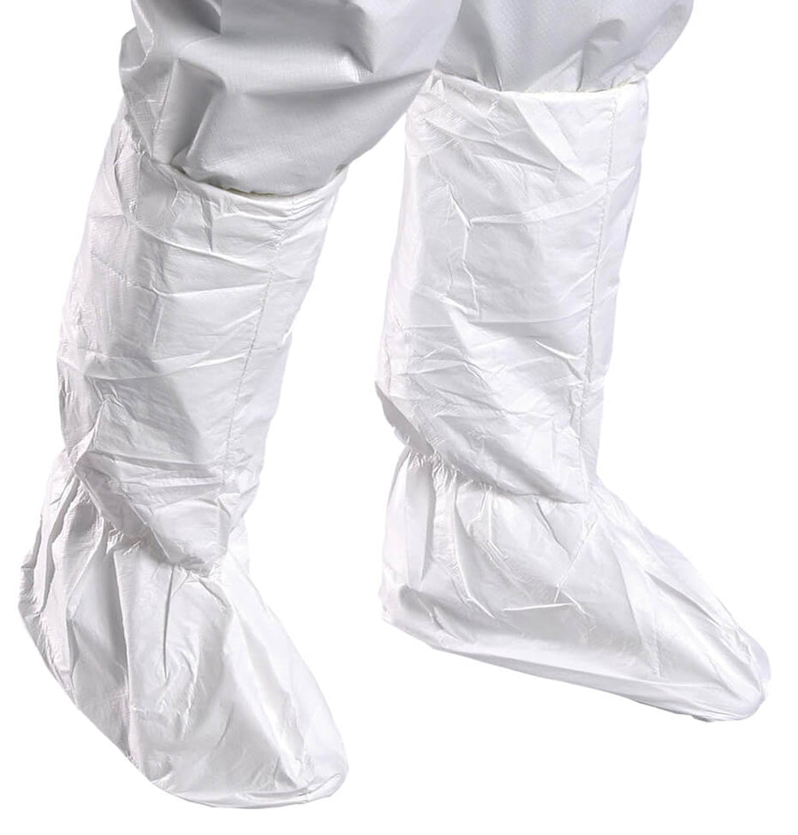 Alpha Pro Tech BT-A1312-B UltraGrip™ High Top Boot Covers, w/UltraGrip™ Sole, Elastic Top w/Ankle Ties, Serged Seams, White, UNIV MTESolutions