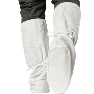 Alpha Pro Tech BT-T4W15-B MaxGrip® High Top Boot Covers, w/MaxGrip® Sole, Elastic Top, Ankle Ties, Serged Seams, White, M Alpha Pro Tech MTESolutions