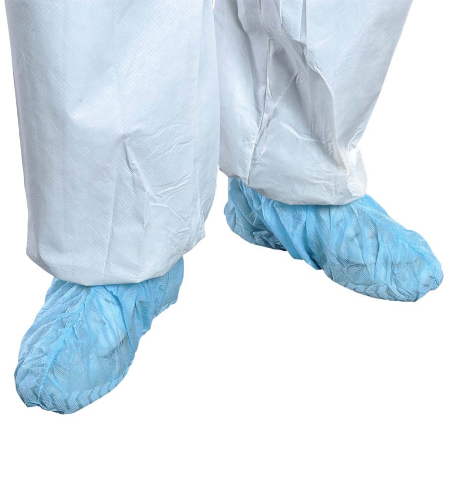Alpha Pro Tech SH-71222-B GenPro® Shoe Cover, Non-Conductive w/Adhesive Strip, Light Blue, Serged Seams, UNIV MTESolutions