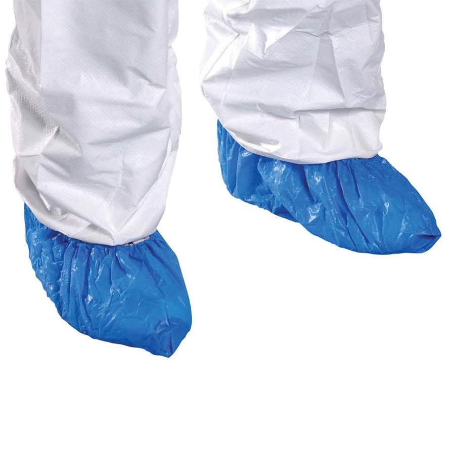 Alpha Pro Tech SH-G1253-B CPE Shoe Cover, All Film, Seamless Sole, Heat Sealed Seams, White, XL MTESolutions