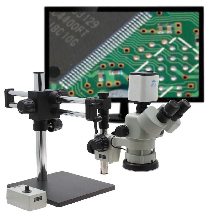 Aven 26800B-706 SPZV-50 Trinocular Stereo Zoom Microscope, 6.7x–50x with Mighty Cam Pro Aven Tools MTESolutions