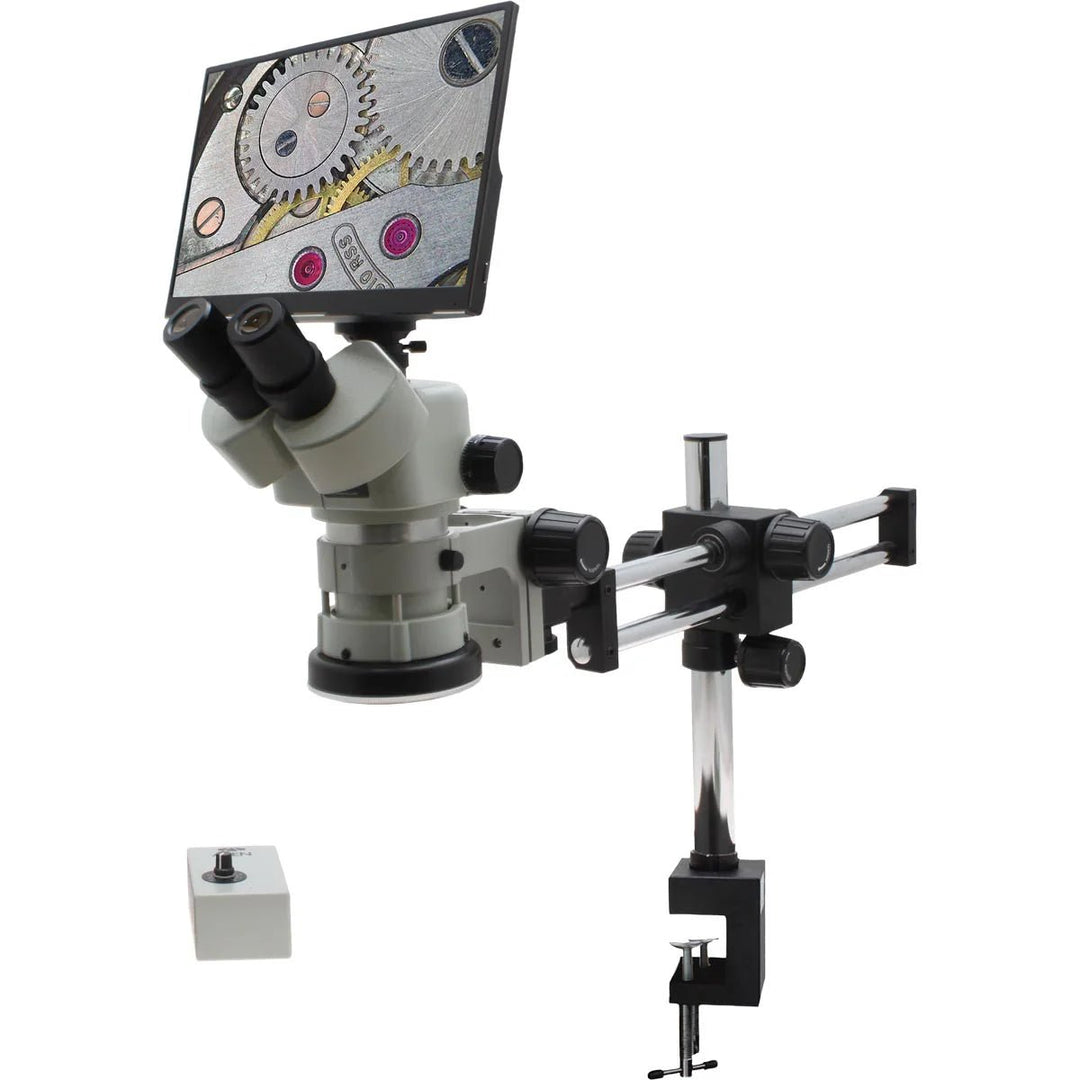 Aven 26800B-712 SPZV-50 Stereo Zoom Microscope, 6.7x–50x with DABS Table Clamp and LED Ring Light Aven Tools MTESolutions